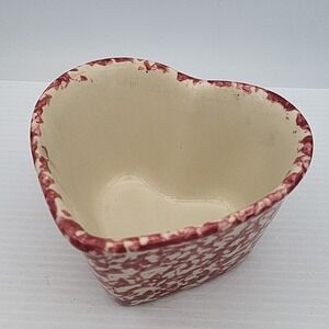 Roseville Pottery Red Spongeware Heart Shape Bowl Gerald Henn